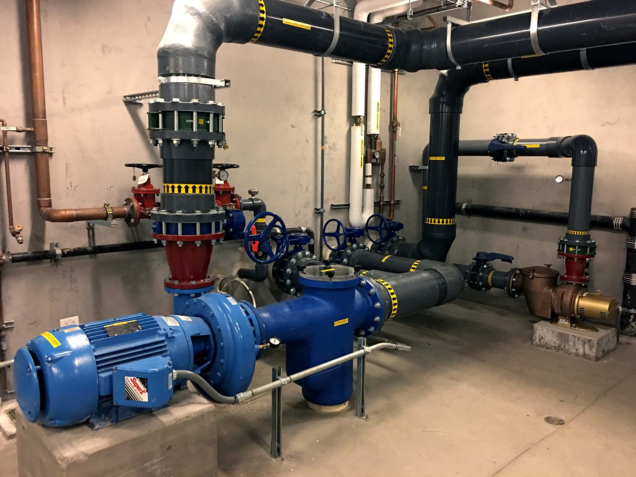 Commercial pool equipment room